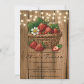 イチゴ甘いバスケット赤ちゃんシャワー 招待状 (正面)