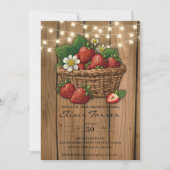 イチゴ甘いバスケット赤ちゃんシャワー 招待状 (正面)