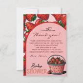 イチゴ甘いピンクバケットベビーシャワー サンキューカード (正面)