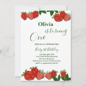 イチゴ甘いフルーツ新鮮な赤ちゃんシャワー女の子 招待状 (正面)