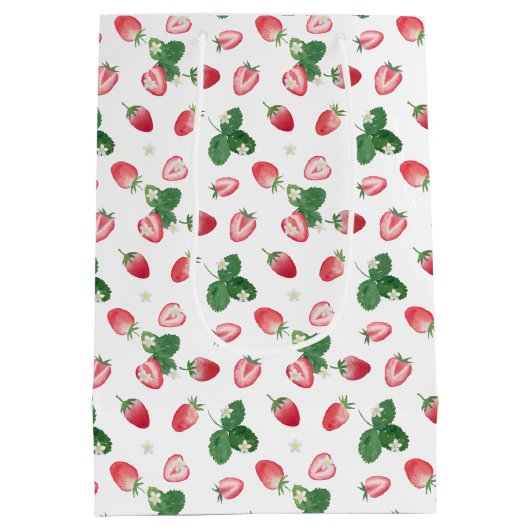 イチゴ甘い名前をカスタムする結婚の感謝 ミディアムペーパーバッグ (裏面)