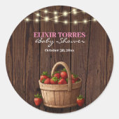 イチゴ甘い木のバスケット赤ちゃんシャワー ラウンドシール (正面)