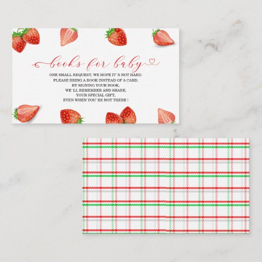 イチゴ甘い水の色の赤ちゃんシャワーブックのための エンクロージャーカード (正面/裏面)