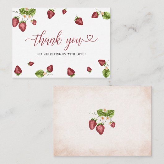 イチゴ甘い水の色の赤ちゃんシャワ感謝していーユー ノートカード (正面/裏面)