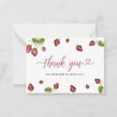 イチゴ甘い水の色の赤ちゃんシャワ感謝していーユー ノートカード (正面)
