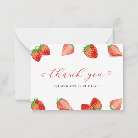 イチゴ甘い水の色の赤ちゃんシャワ感謝していーユー ノートカード (正面)