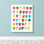 イチゴ甘味かわいいフルーツ水色 キャンバスプリント (インサイチュ (ウッドフロア))