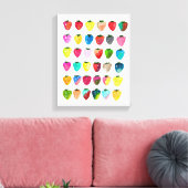 イチゴ甘味かわいいフルーツ水色 キャンバスプリント (インサイチュ (リビング))