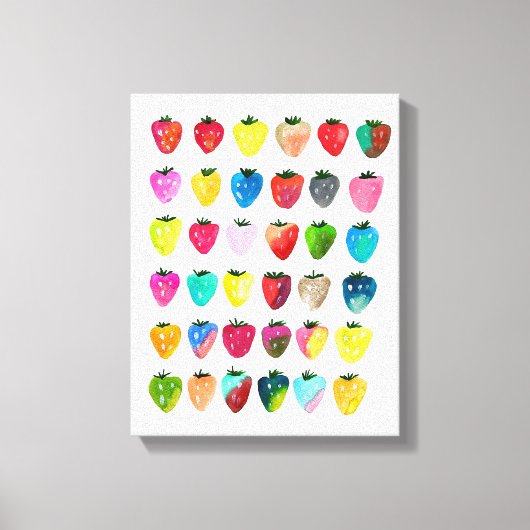 イチゴ甘味かわいいフルーツ水色 キャンバスプリント (正面)