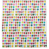 イチゴ甘味かわいいフルーツ水色 シャワーカーテン (正面)