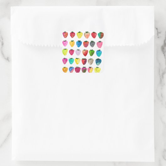 イチゴ甘味かわいいフルーツ水色 スクエアシール (バッグ)