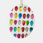 イチゴ甘味かわいいフルーツ水色 セラミックオーナメント (右)