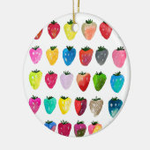 イチゴ甘味かわいいフルーツ水色 セラミックオーナメント (左)