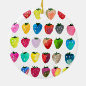 イチゴ甘味かわいいフルーツ水色 セラミックオーナメント (裏面)
