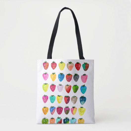 イチゴ甘味かわいいフルーツ水色 トートバッグ (正面)