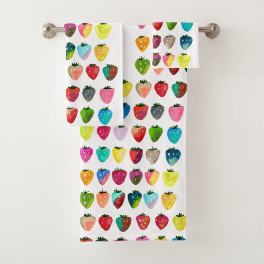 イチゴ甘味かわいいフルーツ水色 バスタオルセット (インサイチュ)