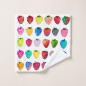 イチゴ甘味かわいいフルーツ水色 バスタオルセット (ウォッシュタオル)