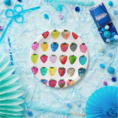 イチゴ甘味かわいいフルーツ水色 ペーパープレート (パーティー)