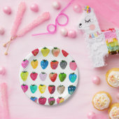 イチゴ甘味かわいいフルーツ水色 ペーパープレート (パーティー)