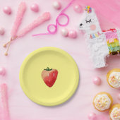 イチゴ甘味かわいいフルーツ水色 ペーパープレート (パーティー)