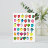 イチゴ甘味かわいいフルーツ水色 ポストカード (スタンド正面)