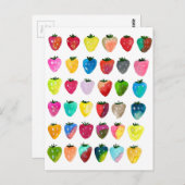 イチゴ甘味かわいいフルーツ水色 ポストカード (正面/裏面)