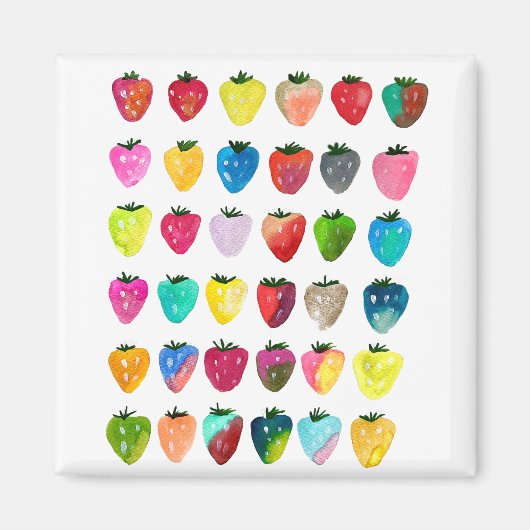 イチゴ甘味かわいいフルーツ水色 マグネット (正面)