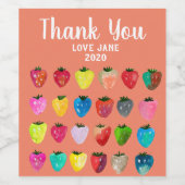 イチゴ甘味かわいいフルーツ水色 ワインラベル (シングルラベル)