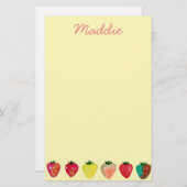 イチゴ甘味かわいいフルーツ水色 便箋 (正面/裏面)