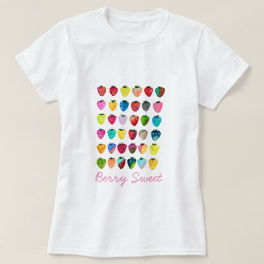 イチゴ甘味かわいいフルーツ水色 Tシャツ (デザイン正面)