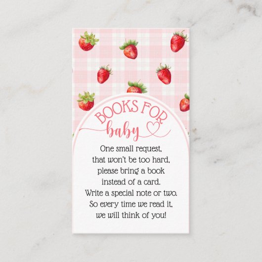 イチゴ甘素朴い本ベビーガールシャワー エンクロージャーカード (正面)