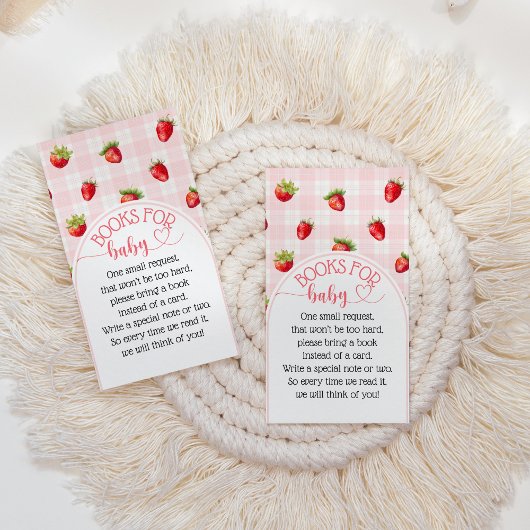 イチゴ甘素朴い本ベビーガールシャワー エンクロージャーカード