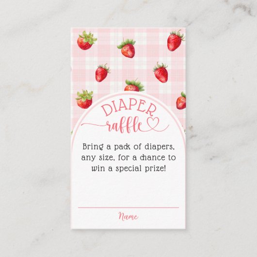 イチゴ甘素朴おむつベビーガールシャワー エンクロージャーカード (正面)