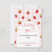 イチゴ甘素朴おむつベビーガールシャワー サンキューカード (正面)