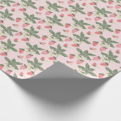 イチゴ畑ピンクと緑 ラッピングペーパー (角)