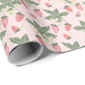 イチゴ畑ピンクと緑 ラッピングペーパー (ロールコーナー)