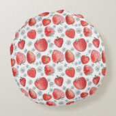 イチゴ畑：夏の新鮮さ ラウンドクッション (裏面)