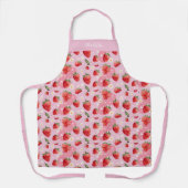 イチゴ白花模様ピンク赤のパターン名 エプロン (正面)