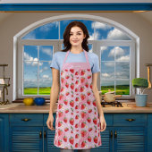 イチゴ白花模様ピンク赤のパターン名 エプロン