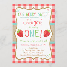イチゴ第1誕生日招待状夏パーティー 招待状