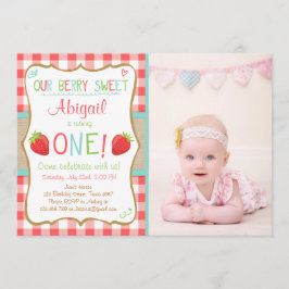 イチゴ第1誕生日招待状夏パーティー 招待状