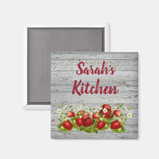 イチゴ素朴名前をカスタムするパーソナライズされた マグネット (正面/裏面)