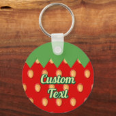 イチゴ背景パターンキーチェーン キーホルダー (正面)