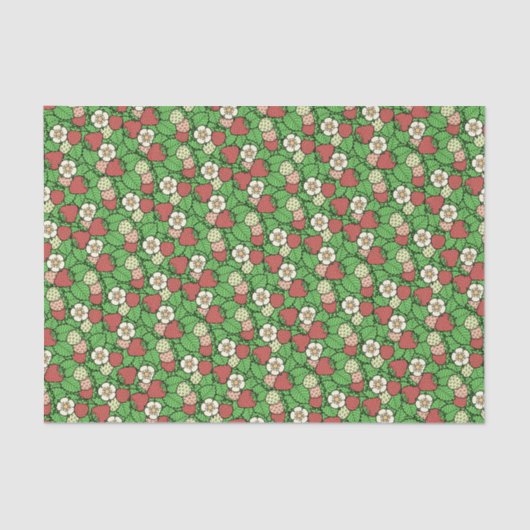 イチゴ背景パターンティッシュペーパー 薄葉紙 (正面)