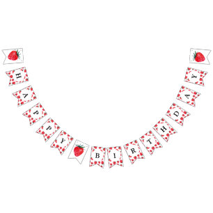 イチゴ誕生日のバンティングバナー バンティングフラッグ