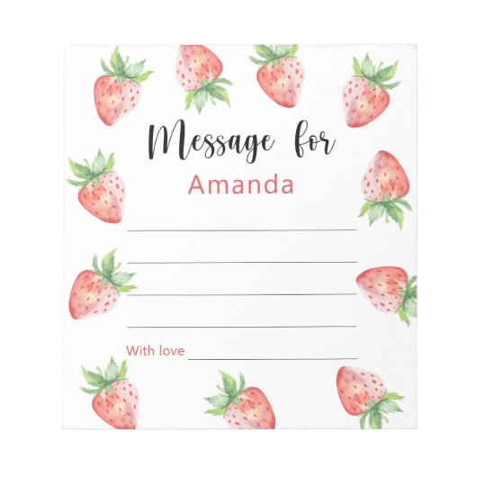 イチゴ誕生日タイムカプセルメッセージ ノートパッド (正面)