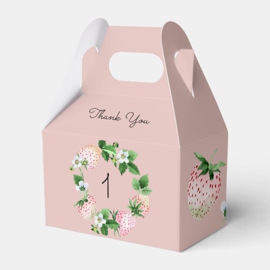 イチゴ誕生日パーティーピンク白い果実 フェイバーボックス (正面サイド)