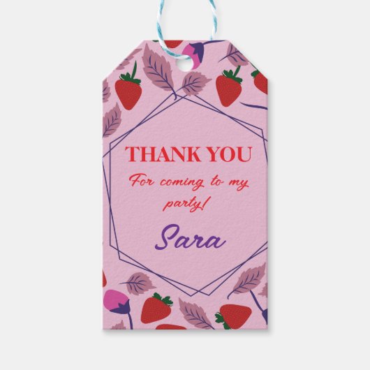 イチゴ誕生日パーティー ギフトタグ (正面)