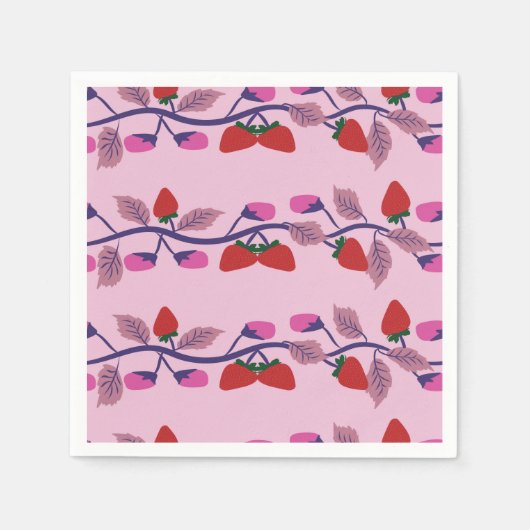 イチゴ誕生日パーティー スタンダードカクテルナプキン (正面)