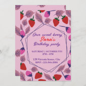 イチゴ誕生日パーティー 招待状 (正面/裏面)